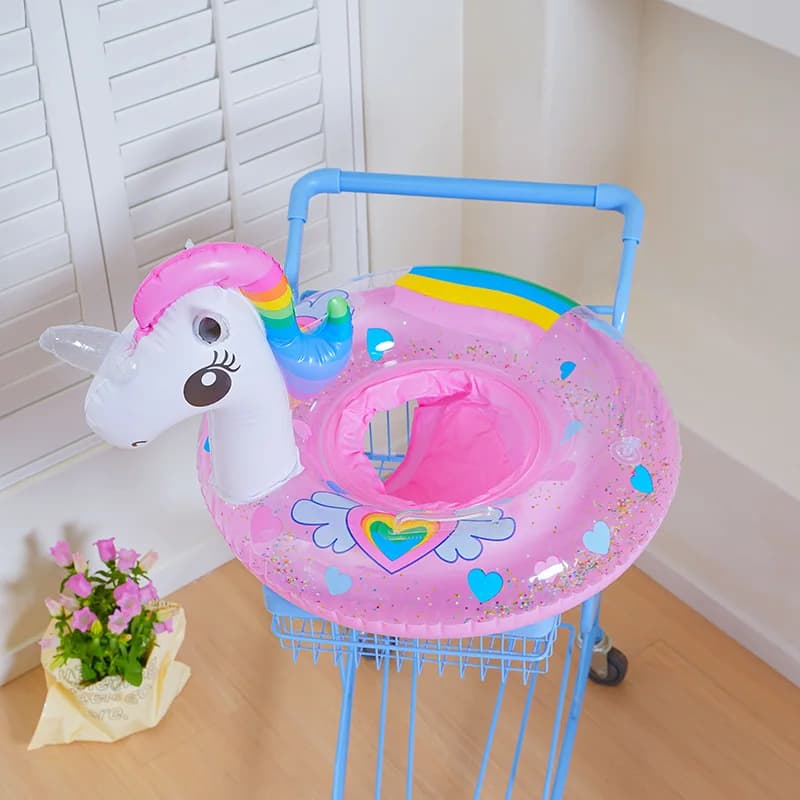 Bouée bébé licorne gonflable à paillettes, rose ou bleue